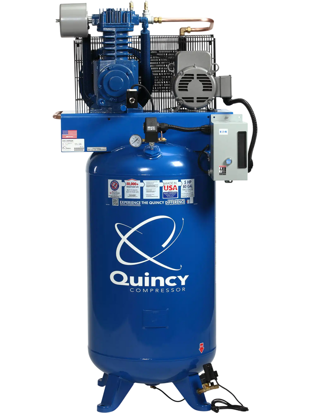 Quincy Compressor QT 2-Stage Air Compressor 5 HP, 80-Gal. Tank, 230V, 3-Phase New