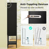 Narrow black bathroom tall cabinet with anti-toppling devices, featuring 1 door and 4 adjustable shelves for versatile.