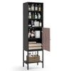 Narrow black bathroom tall cabinet with 1 door, 4 shelves, and adjustable storage for versatile home organization.
