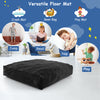 Black 57 x 57 inch crash pad sensory mat with washable velvet cover, ideal for jumping, reading, napping, and playing.