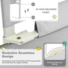 Adjustable gray baby bed rail guard with seamless design, anti-collision sponge, and double safety lock for child.