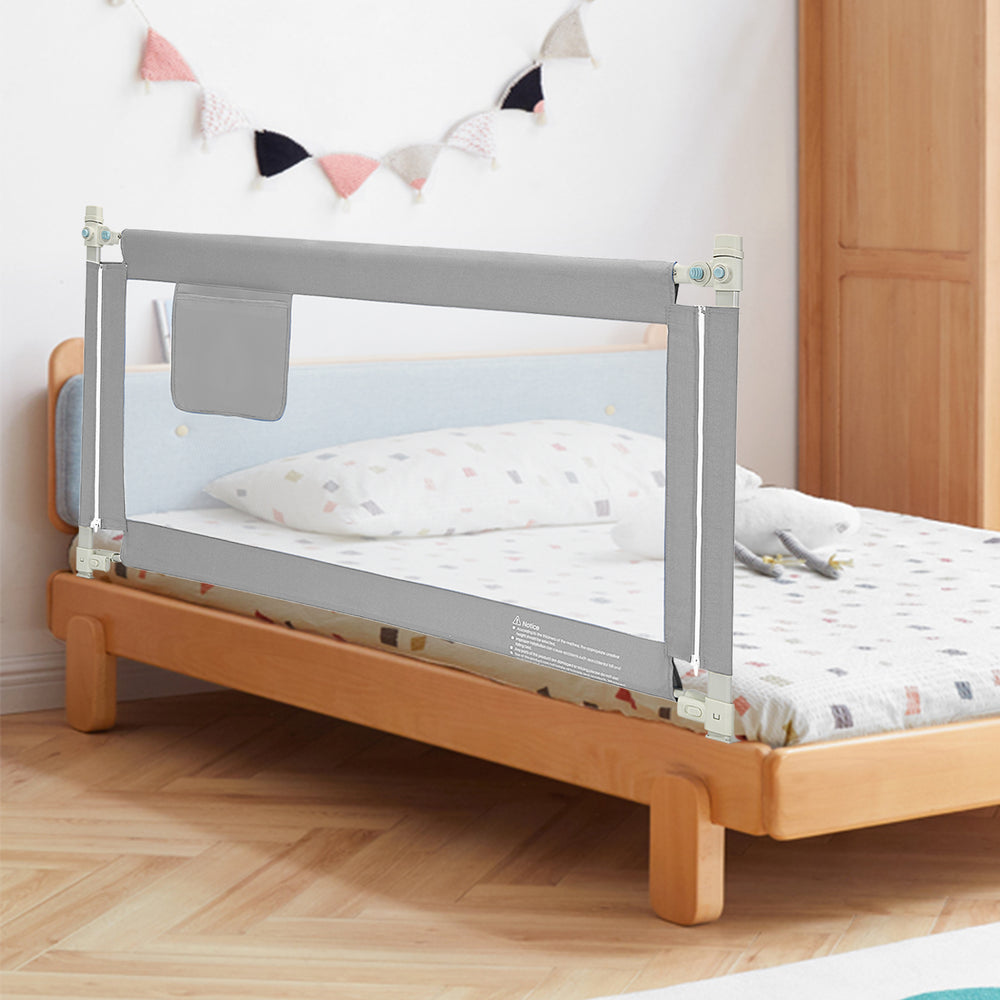 57 Inch Toddlers Vertical Lifting Baby Bed Rail Guard with Lock-Gray - Gallery View 1 of 11