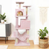 57 Inch Cat Tree with Dual Condos and Hammock and 2 Dangling Balls-Pink - Gallery View 1 of 10