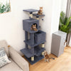57 Inch Cat Tree with Dual Condos and Hammock and 2 Dangling Balls-Gray - Gallery View 1 of 10
