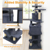 Multi-level 57-inch gray cat tree with dual condos, hammock, and sisal scratching posts for active feline fun.