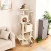 57 Inch Cat Tree with Dual Condos and Hammock and 2 Dangling Balls-Beige - Gallery View 1 of 10