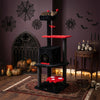 57" Spooky Cat Tower with Padded Perch and Spider-shaped Hanging Toy-Red - Gallery View 1 of 11