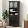 Freestanding black linen storage cabinet with frost glass doors, showcasing a classic design perfect for various home.