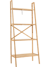 4-tier bamboo ladder bookshelf in natural finish, featuring open shelves for versatile storage in living room or office.