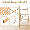 4-tier bamboo ladder bookshelf with slatted shelves, sturdy support frame, and anti-tipping device for safe storage.