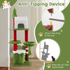 Multi-level 58-inch tall cat tree with festive design, condos, and anti-tipping device for safe climbing and jumping.