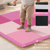 Pink toddler folding activity floor mat with thick EPE foam, non-slip bottom, and soft padding for safe play.