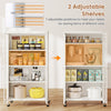Adjustable 58-inch white bookcase with two shelves, showcasing organized storage for various items in a kitchen setting.