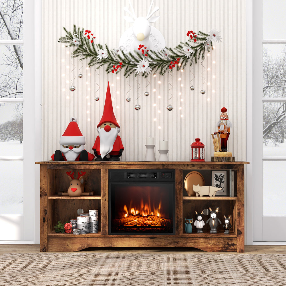 Costway TV Stand with 18" Electric Fireplace for Flat Screens up to 65" New