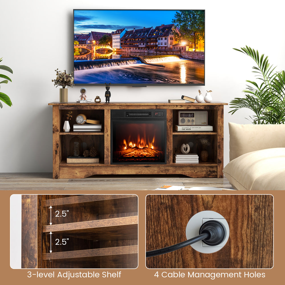 Costway TV Stand with 18" Electric Fireplace for Flat Screens up to 65" New