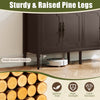 Vintage buffet cabinet with sturdy pine legs, adjustable shelves, and ample ground clearance for easy floor cleaning.