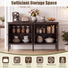 Vintage 58" buffet cabinet with pine wood legs, adjustable shelves, and ample storage for kitchen essentials and decor.