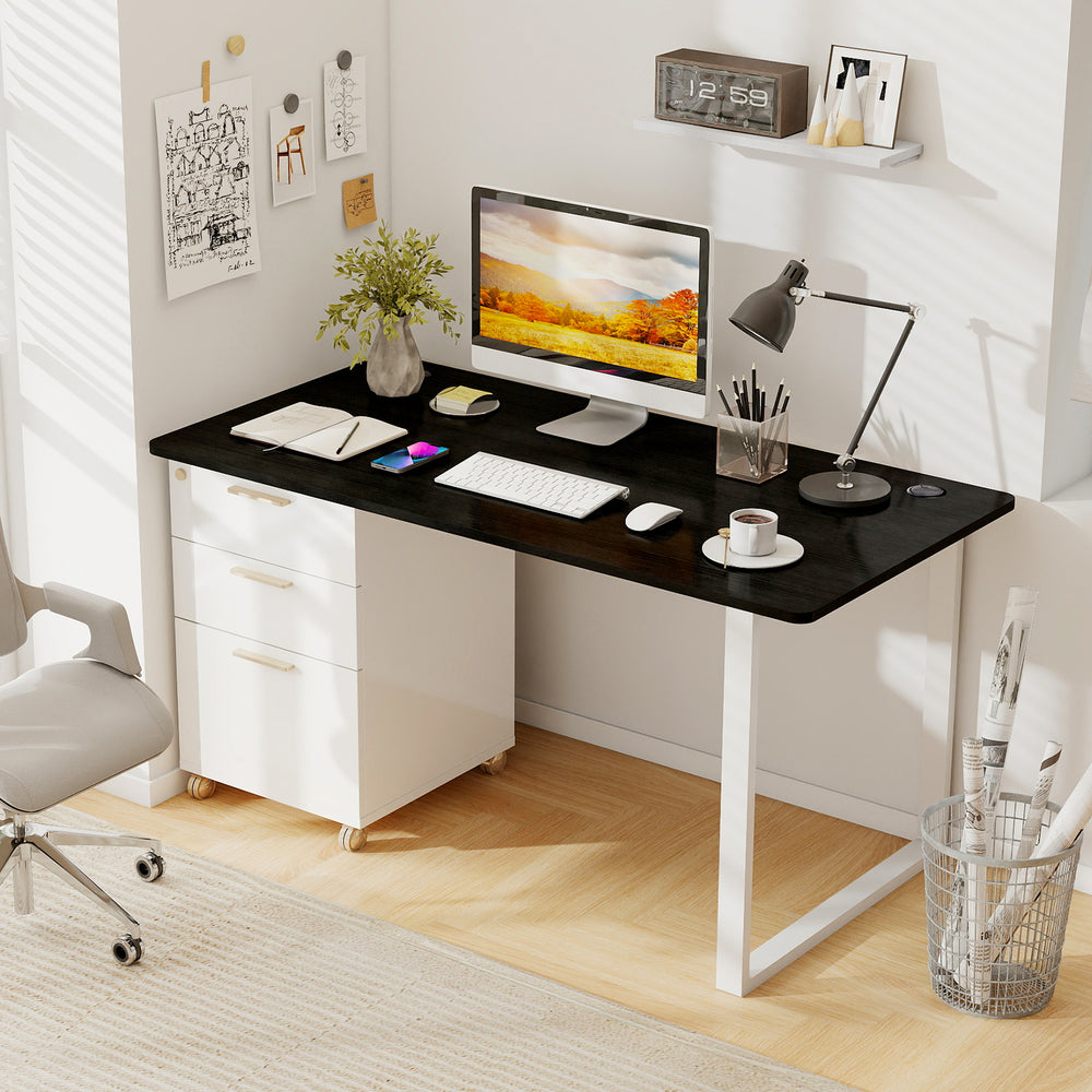 58" x 28" Universal Tabletop for Standard and Standing Desk Frame-Black - Gallery View 1 of 11