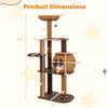 Multi-level 59.5-inch cat tree with PE rattan condo, sisal scratching posts, and interactive ball for playful cats.