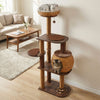 Multi-level cat tree with PE rattan condo and plush top perch, perfect for climbing and lounging in any room.