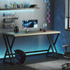 59-inch computer desk with a gray tabletop and heavy-duty metal frame, ideal for office or gaming setups.