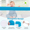 Breathable mesh baby bed rail guard in blue, 59" long, tool-free installation for added safety and stability.