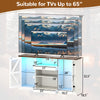 59-inch media console table with 3 adjustable shelves, suitable for TVs up to 65", featuring multi-color LED lights.