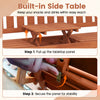 Built-in side table of the 59" outdoor wood garden bench allows easy access to snacks and drinks while ensuring stability.