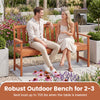 Robust 59" outdoor wood garden bench with pull-out center table, supporting up to 705 lbs for 2-3 people.