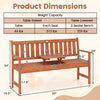 Outdoor wood garden bench with pull-out center table, ergonomic design, and slatted ventilation for comfortable seating.