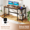 59-inch home office computer desk in rustic brown with adjustable foot pads and removable storage shelves for efficient.