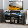 Side view of the 58-inch rustic TV stand showcasing its elegant wood grain design and built-in LED lights for stylish.
