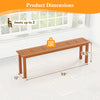 Backless wooden bench with teak oil finish, 59 inches long, seats up to 2, ideal for patio or balcony use.