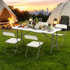 5FT Folding Picnic Table with Wood Grain HDPE Tabletop and  Non-slip Foot Pads-WH - Gallery View 1 of 10