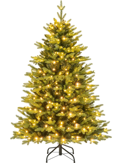 Costway Artificial Xmas Tree Hinged 11 Lighting Modes Remote Control 69384152 New
