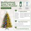 5 feet artificial Xmas tree with 11 lighting modes, remote control, and adjustable brightness for festive decoration.