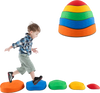 Colorful stackable kids' stepping stones for indoor and outdoor play, enhancing balance and coordination skills.