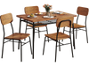 Brown dining chair with a curved backrest and metal frame, part of a 5-piece table set, ideal for comfortable seating.