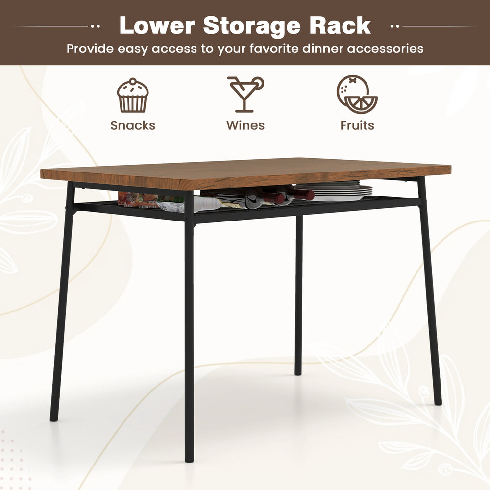 5-piece table set with a brown veneered MDF top and lower storage rack for snacks, wines, and fruits in a compact.