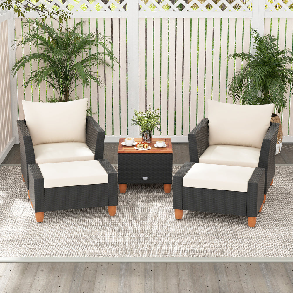 5 Pieces Patio Furniture Set with Loveseat and Armchairs for Porch-White - Gallery View 1 of 11