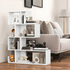S-shaped 5-tier bookshelf in white, featuring open cubes for display and storage, ideal for living room or office use.