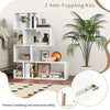 5-tier S-shaped bookshelf in white with open cubes, featuring anti-toppling kits for safety, ideal for living room or.