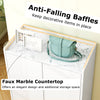 5-tier shoe cabinet with faux marble countertop, anti-falling baffles, and ample storage for entryway or living room.