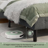 Platform bed with tufted headboard in gray, featuring 7" under-bed space for convenient storage and sturdy construction.