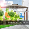 8ft wall-mounted telescopic folding umbrella in tan with adjustable angle, perfect for outdoor sun protection and.
