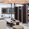 6-panel folding privacy screen in brown, made of durable polyester fabric and steel frame, ideal for creating private.