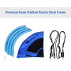 40-inch blue flying saucer swing set components including padded frame, fabric cover, and adjustable ropes for outdoor.