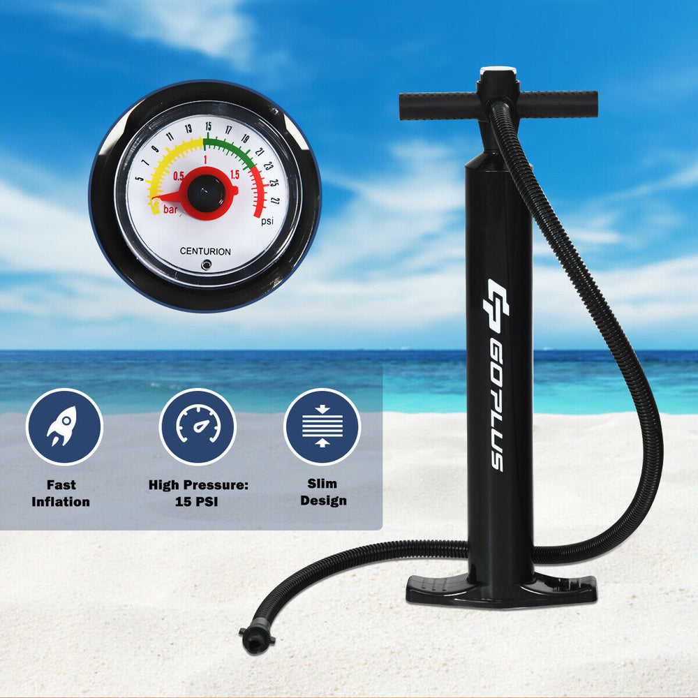 Inflatable stand-up paddle board with non-slip deck, adjustable paddle, and durable PVC material for stability and.