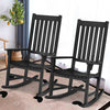 Indoor Outdoor Wooden High Back Rocking Chair-Black - Gallery View 1 of 12