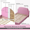 Twin size upholstered toddler bed with wood slat support, featuring non-toxic materials and soft foam padding for.